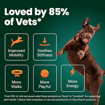 VetriScience Extra Strength Healthy Hip & Joint-Chews, GlycoFlex Glucosamine & Green-Lipped Mussel Joint Support Supplement for Small Breed Dogs,Soothe Joint Discomfort,Chicken 60 Count(Pack of 2)