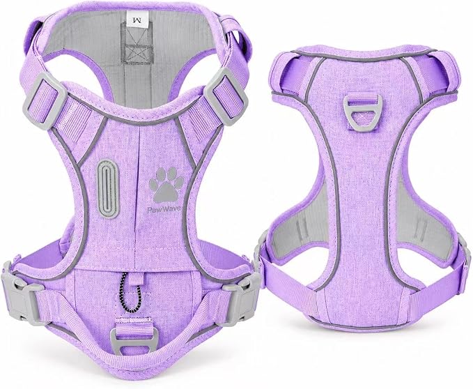 No Pull Dog Harness with Built-in Hidden AirTag & GPS Tracker Holder, Reflective Adjustable Escape-Proof Vest Harness for Small & Medium Dogs (Purple, S)
