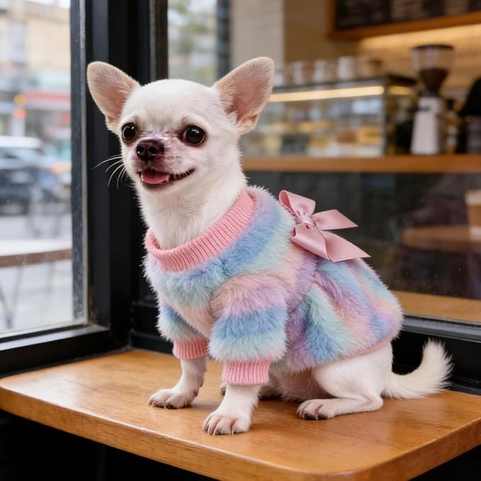Dog Sweaters for Small Dogs Girl Dog Clothes Fleece Small Dog Pajamas Female Warm Dog Pjs Soft Dog Onesie Heart Chihuahua Clothes Pink Pet Puppy Pajamas, 3XS