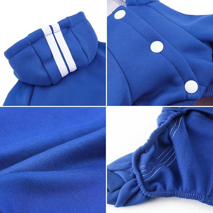 Dog Hoodie Security Clothes 4 Legs Jumpsuit Sweatshirt Hoodies Soft & Warm Dog Outfit Pullover Dog Winter Clothes Sweater for Small Medium Large Dogs Cats (Blue, X-Small)