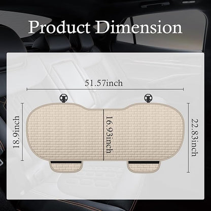 Car Back Seat Cover,Non-Slip & Breathable Bench Seat Cover with Side Pockets for Car Storage & Protecting Interiors,Universal All-Season Seats Back Protector for Most Cars (Rear Seat Cover/Biege)