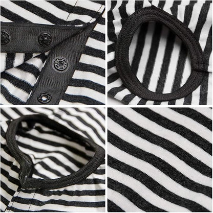 Dog’s Recovery Suit Post Surgery Shirt for Puppy, Wound Protective Clothes for Little Animals(Black White Stripe-l)
