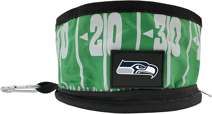 NFL Seattle Seahawks Pets First Collapsible Dog Travel Bowl Set, 2 Pack Food and Water Bowls for Dogs, Best Portable & Lightweight Leak-Proof Dog Bowls for Travel