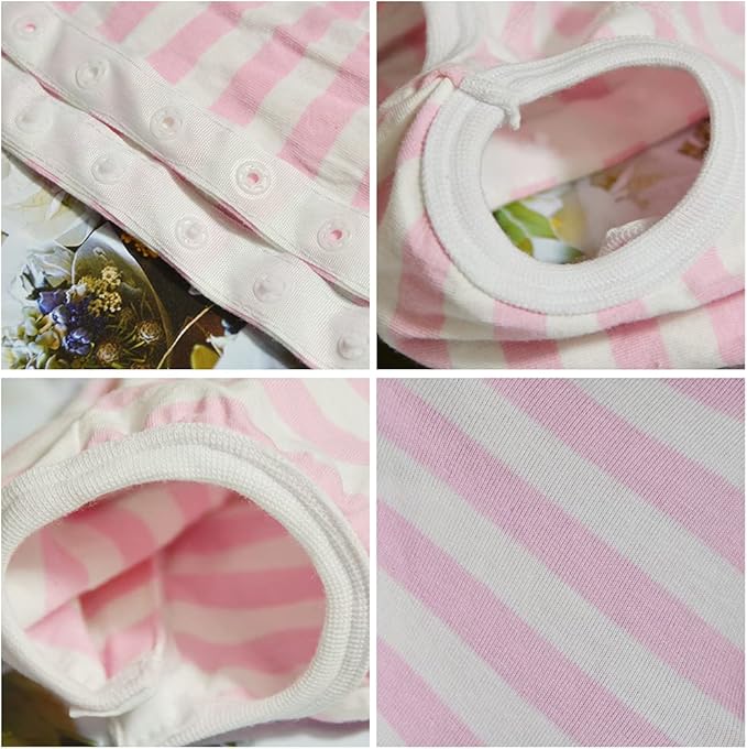 Dog’s Recovery Suit Post Surgery Shirt for Female Male Dog, E-Collar Alternative Wound Protective Clothes (Pink White Stripe-XL)