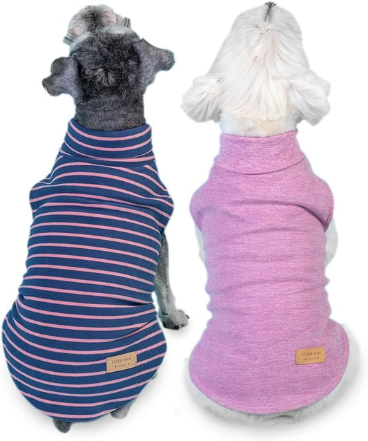 KYEESE 2Pack Dog Sweater Pullover Dog Sweaters for Small Dogs Girl Soft Dogs Clothes Stretchy Pet Sweatshirt Warm Pets Clothes Small Pets Sweaters Turtleneck Pet Coats