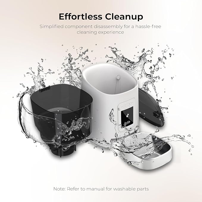 Smart HD Pet Feeder, 6L Dry Food Capacity, 1080p Camera, 2-Way Audio, Scheduled Meals, Backup Power, Easy to Clean, Anti-Jam Design for Cat & Dog, White/Stainless Steel