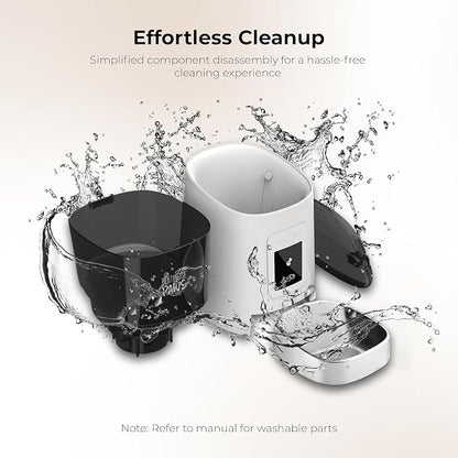 Smart HD Pet Feeder, 6L Dry Food Capacity, 1080p Camera, 2-Way Audio, Scheduled Meals, Backup Power, Easy to Clean, Anti-Jam Design for Cat & Dog, White/Stainless Steel
