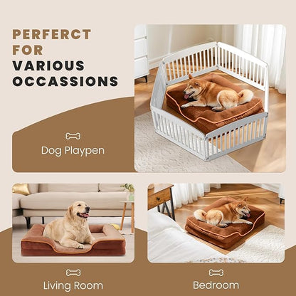 DUMOS 42x32 Inch Orthopedic Dog Beds for XL Large Sized Dogs, Machine Washable Cover Pet Bed, Anti-Slip Waterproof Memory Foam Couch Bed for Indoor Dogs and Cats, Brown