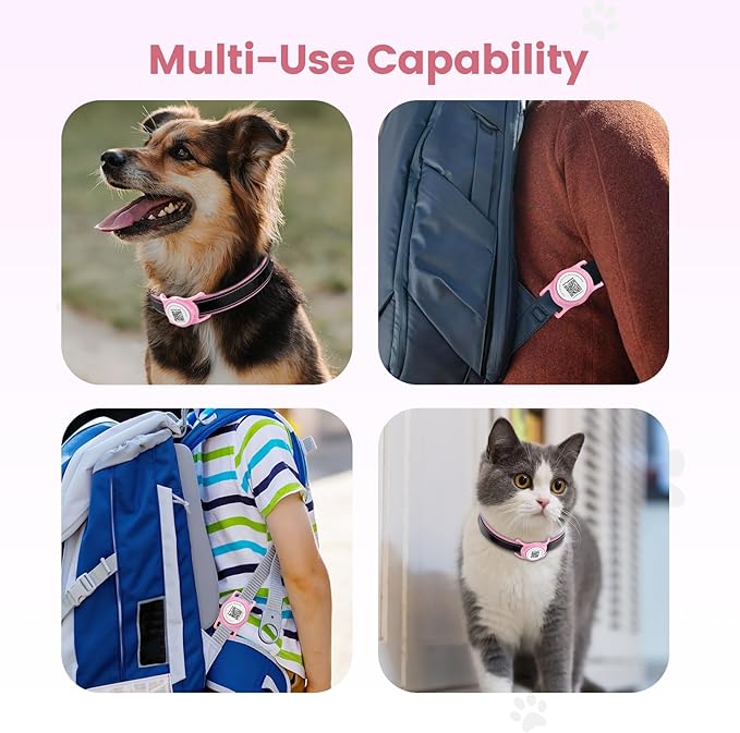 Smart Dog Tracker for Collar, for iOS & Android, Pet Location Tracker with Holder, No Monthly Fee, Real-Time Location Updates, IPX6 Waterproof, 365 Days Battery Life, GPS Dog Tracker, Pink
