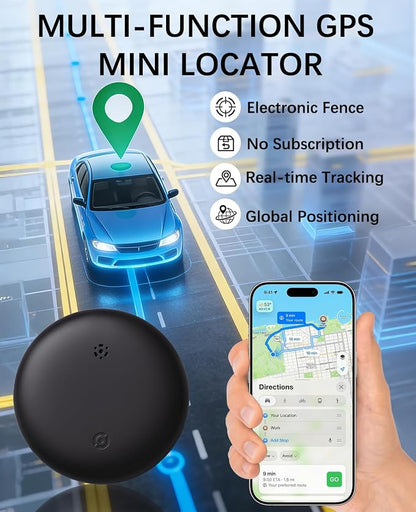 GPS Tracker Device for Vehicles,Non Detectable GPS Tracker for Android and iPhone with Real-Time Tracking,Hidden Car Tracker Device,No Monthly Fee,No SIM,for Cars, Kids, Pets(Matte Black)