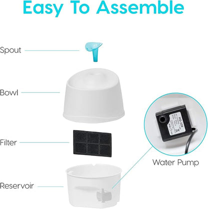IRIS USA Open Top Cat Litter Box with Scoop and Scatter Shield, Black + 44oz / 1.3L Cat Water Fountain Bundle, Two Flow Options Silent Replaceable Charcoal Filter, White/Blue