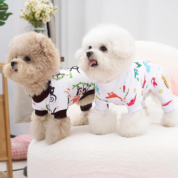 XPUDAC 4 Pack Dog Pajamas Soft Strechy Summer Doggie Clothes for Medium Large Dogs Boy Girl Dog Onesie Cat Apparel, 4XL