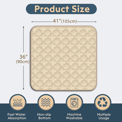 FunFurry Washable Pee Pads for Dogs - 2 Pack Reusable Waterproof Puppy Training Pads, Super Absorbent with Dog Paw Shape Non-Slip Backing (Cream, 36" X 41" - 2 Pack)