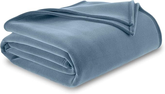 Vellux Original Queen Blanket - Soft Nylon Insulated Blanket for Bed Couch - Lightweight Machine Washable All Season - Pet Friendly Durable Wont Pill or Lint - 90x90 – Blue