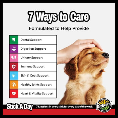 Stick a Day for Dogs | Specially Formulated 7-in-1 Functions Daily Real Meat Supplement for Dogs | Dog Chew Stick & Pet Vitamins Supplements Combination (7-Pack x 4, Chicken)