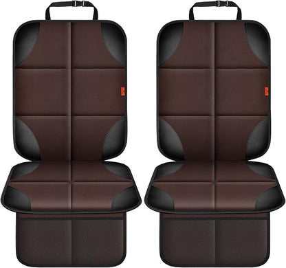 XHYANG Car Seat Protector 1 Pack Car Seat Cushion Mat Thickest Padding,Waterproof 600D Fabric Car Seat Covers for Non-Slip Backing Mesh Pockets for Baby and Pet (Brown, 2 Pcs)