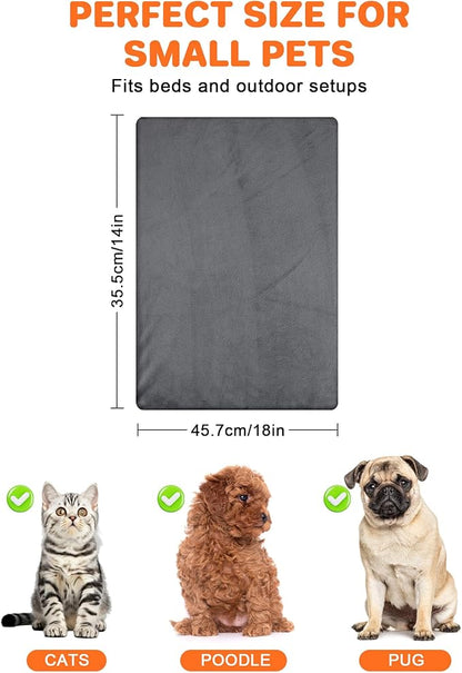 Roicaholy Pet Heating Pad - Waterproof Cat Heating Pad with Removable Cover for Outdoor Indoor Use, Continuous Heat, 15.7x11.8 in, 6ft Cord, 45W, Black