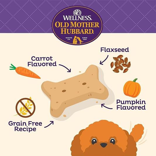 Old Mother Hubbard Wellness Pick of The Patch Dog Biscuits, Natural, Training Treats, Pumpkin & Carrot Flavor, Mini Size, (16 Ounce Bag) (Pack of 2)