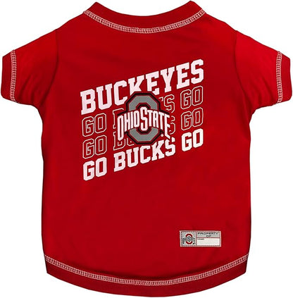 Pets First NCAA Ohio State Buckeyes Graphic Dog Tshirt, Licensed Sporty Dog Shirt with Team Name and Logo, Cool Puppy Shirt, Size Large