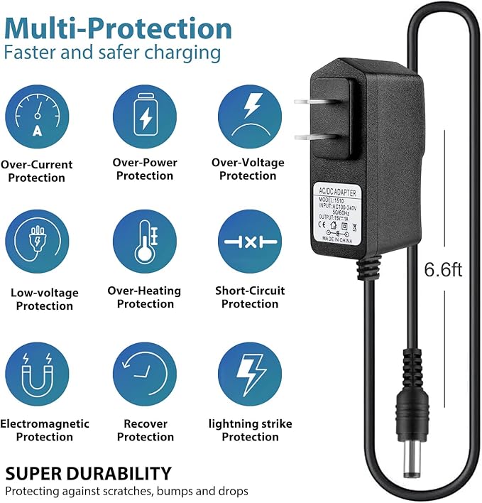 Litter Robot Power Cord Compatible with Litter Robot 2 3, 4 Open Air Self Cleaning Cat Litter Box,Litter Robot Power Supply Replacement Self-Cleaning Cat Litter Boxes,15V dc Adapter Universal- 6.6FT