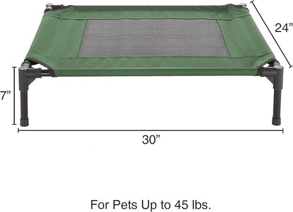 Elevated Dog Bed ? 30x24 Portable Bed for Pets with Non-Slip Feet Indoor/Outdoor Dog Cot or Puppy Bed for Pets up to 50lbs by Petmaker (Green)