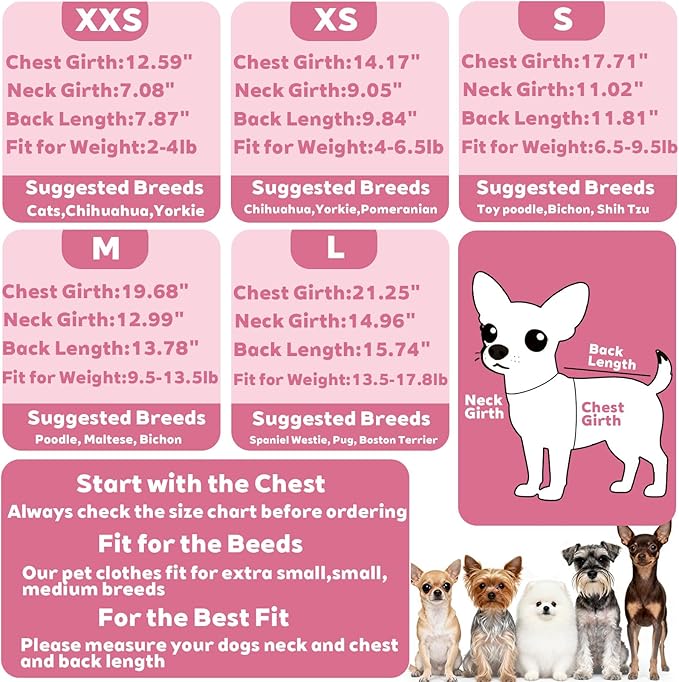 Fleece Dog Pajamas Dog Sweater for Small Dogs Girl Boy Winter Warm Soft Puppy Pjs Stretchy Jumpsuit Doggie Pet Clothes Outfits XXS~L (Pink, Large)