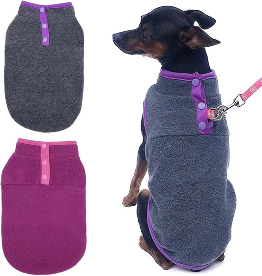 2 Pack Dog Sweater, Warm Puppy Pullover, Autumn Winter Coat, Stretch Fleece Apparel with Buttons for Small Medium Dogs Cats (X-Large)