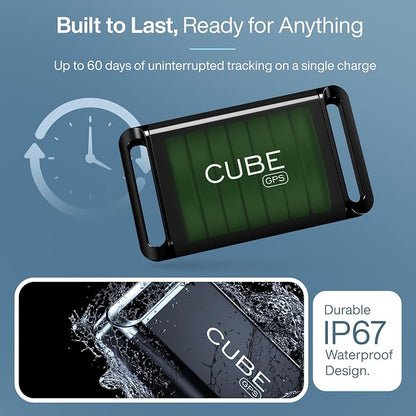 Cube GPS Tracker for Vehicles Assets Kids, Mini GPS Trackers for Dogs, Car Tracker Device: Real Time Worldwide Location SOS Pings Geo-Fencing + Rechargeable Battery Requires Subscription | IP67 Waterproof Mini GPS Tracker Device with Movement Alerts, G...