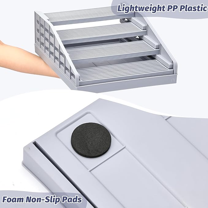 Adjustable Litter Box Step for Cats, 4-Layer Cat Litter Catcher Ramp, Cat Steps for Litter Box, for Kittens Senior Cats, Easy Clean, Grey
