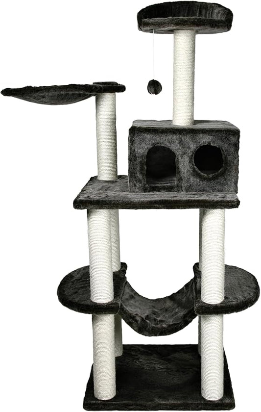 TRIXIE Tarragona 63.8" Cat Tower, 5-Level Cat Tree, Sisal Scratching Posts, Cat Condo, Two Hammocks, Platforms, Cat Toy