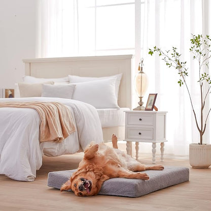 WATANIYA PET Cooling Dog Bed - Memory Foam Washable with Waterproof Liner and Cooling Gel Mattress, Fits up to 130 lbs Pets