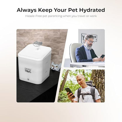 Penthouse Paws Smart Cat Water Fountain 2.2L, App Controlled Automatic Water Dispenser, Ultra Quiet Pump, 5-Stage Filter, Whisker Friendly Bowl, for Cat & Dog, White