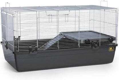 Prevue Pet Products Universal Small Animal Home - Small Animal Cage for Hamsters, Guinea Pigs, Ferrets, Dwarf Rabbits, Rats, Chinchillas, Hedgehogs, Indoor Use, Tight Wire Spacing - Gray