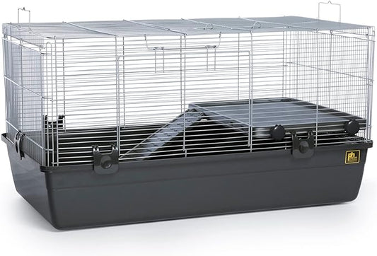 Prevue Pet Products Universal Small Animal Home - Small Animal Cage for Hamsters, Guinea Pigs, Ferrets, Dwarf Rabbits, Rats, Chinchillas, Hedgehogs, Indoor Use, Tight Wire Spacing - Gray