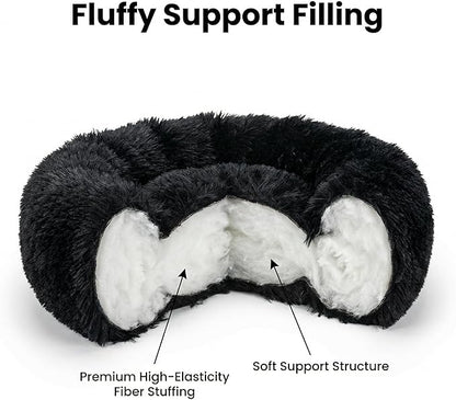 Tiny Dog Bed 11.8 Inch for Extra Small Dogs,Washable Puppy Bed,Soft Faux Fur Calming Donut Bed for Chihuahua Yorkie Maltese Pomeranian,Black