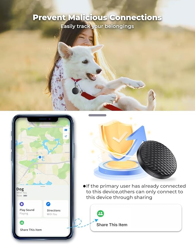 2 Pack Smart Trackers, Portable Bluetooth Tracker, Anti-Lost Device for Keys Luggage Satchels Backpacks and Pets, Works with Apple Find My App (iOS Only, Not Compatible with Android)-White & Black