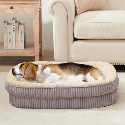 Orthopedic Dog Bed for Medium, Large Dogs Breeds, High Density Egg Crate Foam Dog Sofa Beds with Four Sided Bolster,Oval Kennel Bed, Pet Couch Bed,Removable Washable Cover& Non-Slip Bottom