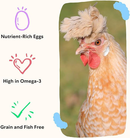 Grubbly Farms Omega Mix Chicken Treats for Laying Hens - Superfood and Omega-Rich Chicken Feed Supplement to Support Egg Production, Strong Eggshells and Nutritious Yolks - 5LB