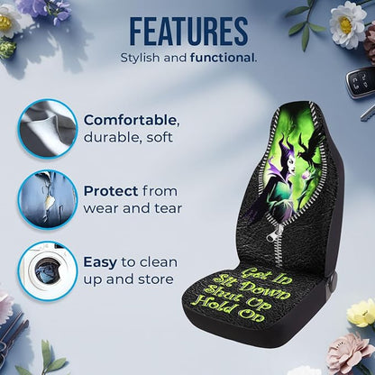 GENANY Evil Queen Car Seat Covers Set of 2, Breathable Front Seat Covers for Truck Sedan SUV, Movie Themed Car Accessories, Witchy Gift for Women Men