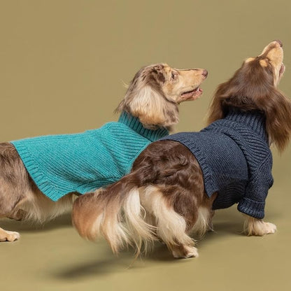 Fitwarm Turtleneck Dog Knitted Sweater, Thermal Winter Clothes for Small Dogs, Boy & Girl, Dog Sweater Pullover Jumper, Pet Outfit, Teal Blue, Large