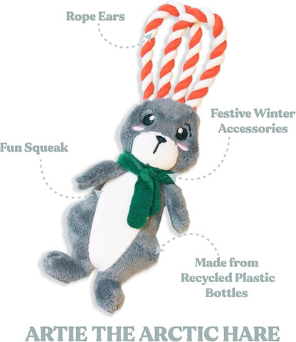 Dog Toys | Winter Plush Toy Arctic Hare Stuffed Animal for Dogs | Small Eco Friendly Toy - Easy to Clean and Made from Non Toxic Materials