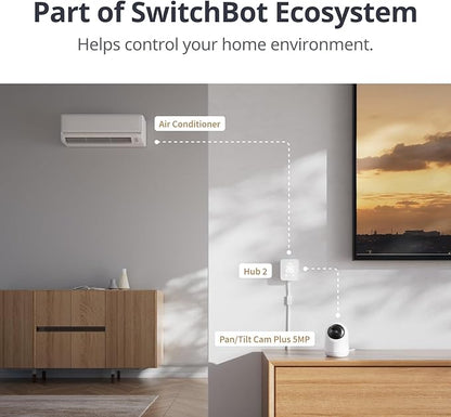 SwitchBot 3K/5MP Indoor Camera - Pan/Tilt Baby & Pet Monitor, 2.4G Wi-Fi, Night Vision, 2-Way Audio, 360° Tracking, Privacy Mode, Alexa, Cloud & SD Storage.