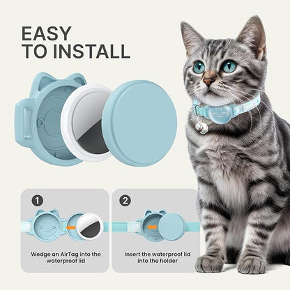 AirTag Cat Collar, Reflective Breakaway Collar, Hidden Holder with Bell | Compatible with Apple AirTag 1st & 2nd Gen, Lightweight Water-Resistant Strap for Cats, AirTag Not Included
