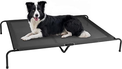 Simple Deluxe Cooling Elevated Dog Bed, Raised Portable Dog Cots Beds No-Slip Feet Durable Portable Indoor & Outdoor Pet Hammock Bed, 60x37x9 Inch, Black