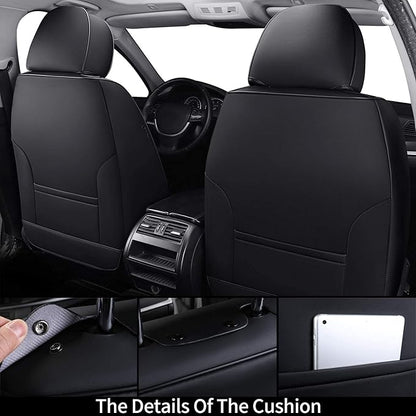 Coverado Front and Back Seat Covers 5 Pieces, Full Set Universal Seat Covers for Cars, Breathable Fabric&Leather Car Seat Protectors, Car Seat Cushions Compatible with Most Sedans SUV Pick-up Truck