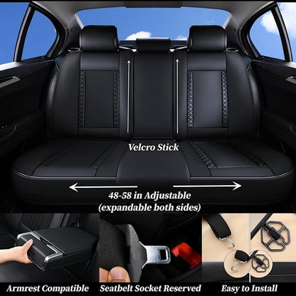 Coverado Car Seat Covers Full Set, Front Seat Cover and Back Seat Covers for Cars, Faux Leather Waterproof Seat Covers, Car Seat Protectors, Automotive Seat Covers Universal for Most Vehicles Black