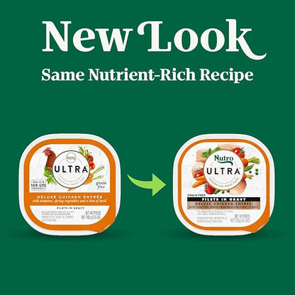 Nutro Ultra Wet Dog Food Grain Free Filets, Adult Dog Food Wet Recipe in Gravy Deluxe Chicken Entree, 3.5 oz. Trays (24 Count, Pack of 1)