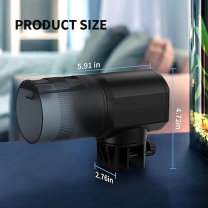 Automatic Fish Feeder for Aquarium: Rechargeable Fish Feeder Dispenser,Moisture-Proof & 200ML Large Capacity Betta Turtle Vacation Feeder,Auto Fish Food Dispenser Timer for Weekends/Business