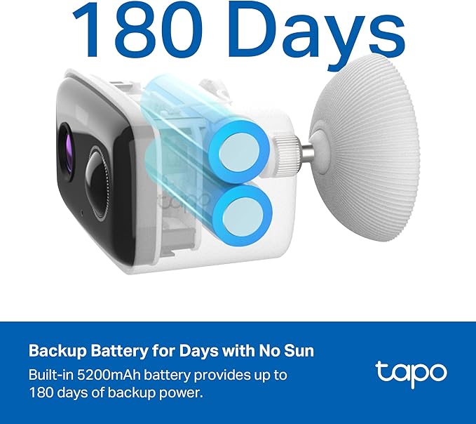 Tapo TP-Link C400 KIT Outdoor Battery Camera w/Solar Panel Base, Wireless, 1080P, Free Person/Vehicle Detection, SD/Cloud Storage, Color Night Vision, No Hub Needed, Works w/Alexa