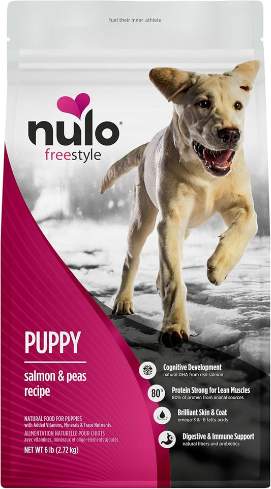 Nulo Freestyle Dry Puppy Food - Salmon & Peas, Premium Grain Free Dog Food for Puppies, Natural, High Protein Kibble with DHA, Omega 3 & Probiotics, for Small and Medium Breeds, 6lb Bag